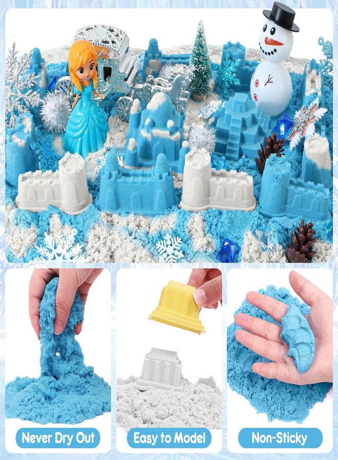 G.C Sensory Bin for Girl Kid Toy, Play Sand Art Kit with Sandbox/2lb Sand/Castle/Molds/Princess Figure, Winter Sensory Toy Christmas Birthday Gift for Girl Toddler Ages 3 4 5 6 7 8 - Image 4